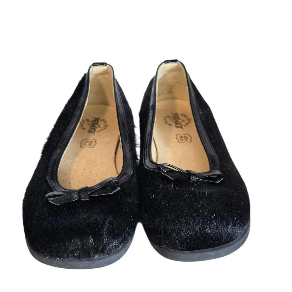 Primigi Vera Pelle Black Ballet Flat Shoes Pony Hair Patent Girls Size 32 / US 1